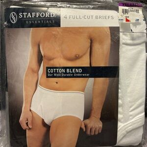 Stafford Men's White Cotton Blend Full-Cut Briefs